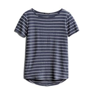 Pink Clover Blue & White Stripe Daisee Button Back Detail Knit Tee Womens XXL